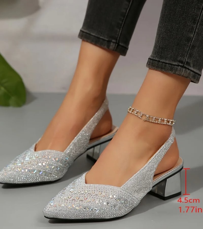 Bruna | Slingback Eleganti con Strass e Tacco Comodo