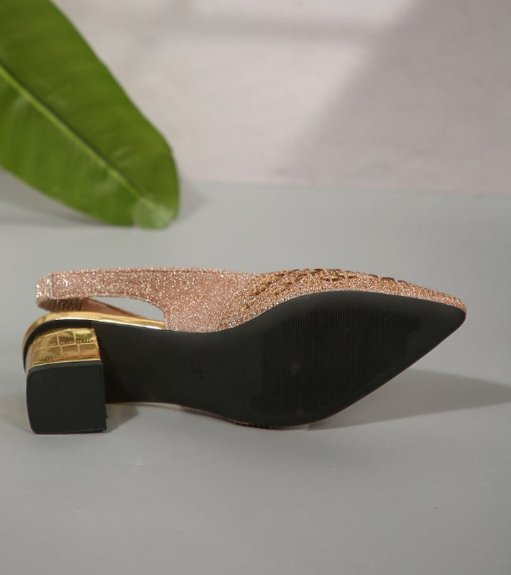Bruna | Slingback Eleganti con Strass e Tacco Comodo