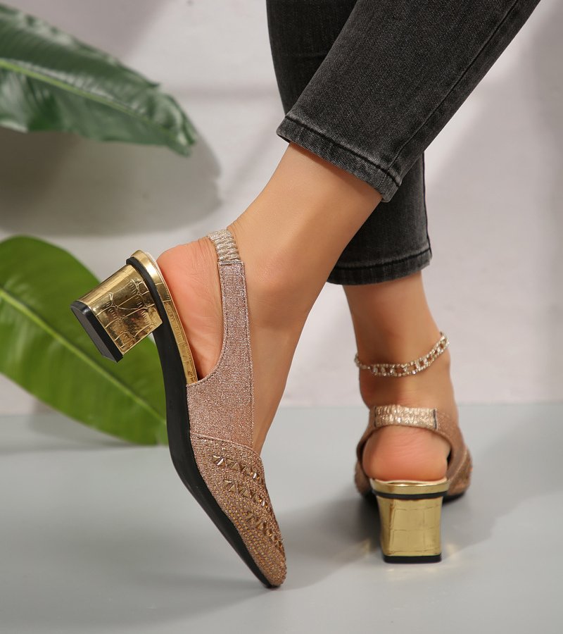 Bruna | Slingback Eleganti con Strass e Tacco Comodo