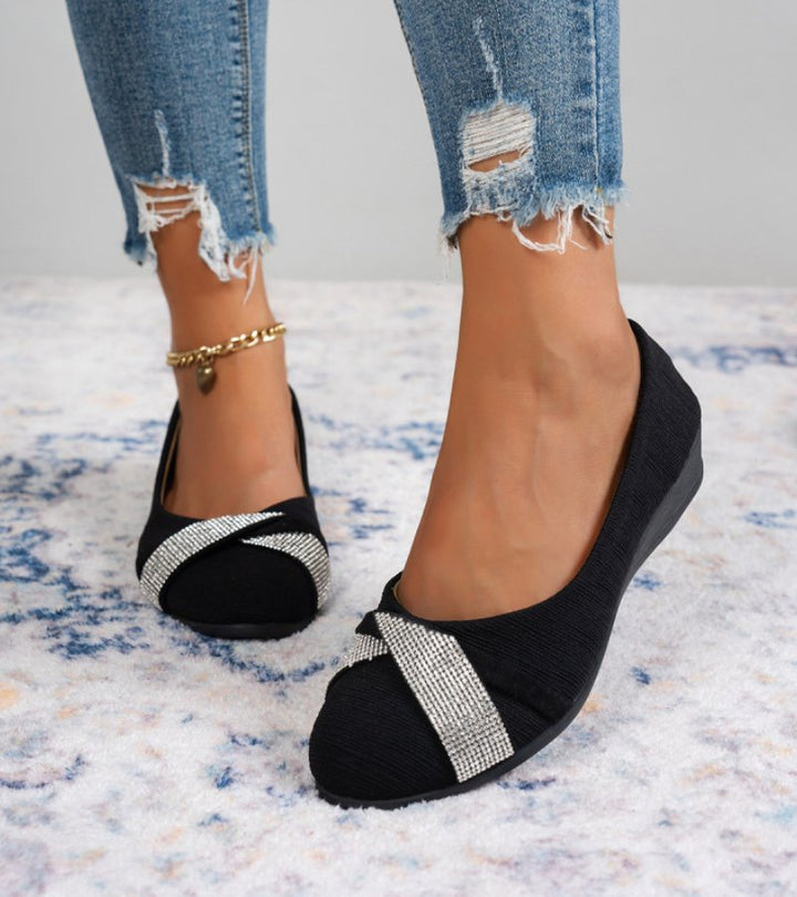 Marzia | scarpe ortopediche con zeppa leggera e strass