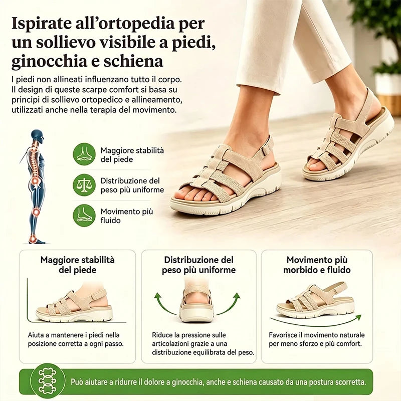 Orthody | Sandali ortopedici con zeppa comodi da donna