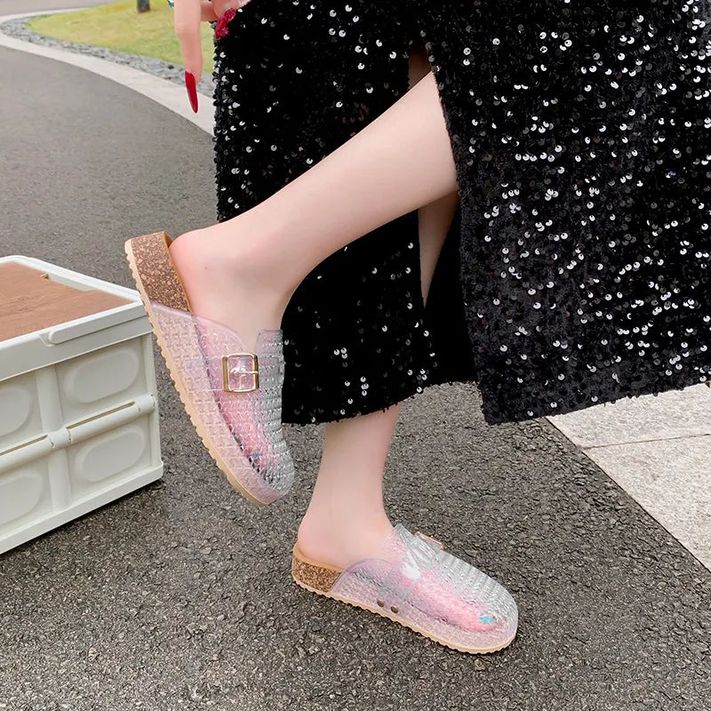Lucia | Mules sandalo Jelly cristallo, traspiranti, comode e facili da indossare