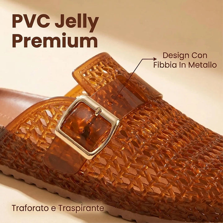 Lucia | Mules sandalo Jelly cristallo, traspiranti, comode e facili da indossare