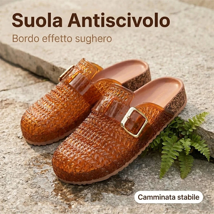 Lucia | Mules sandalo Jelly cristallo, traspiranti, comode e facili da indossare