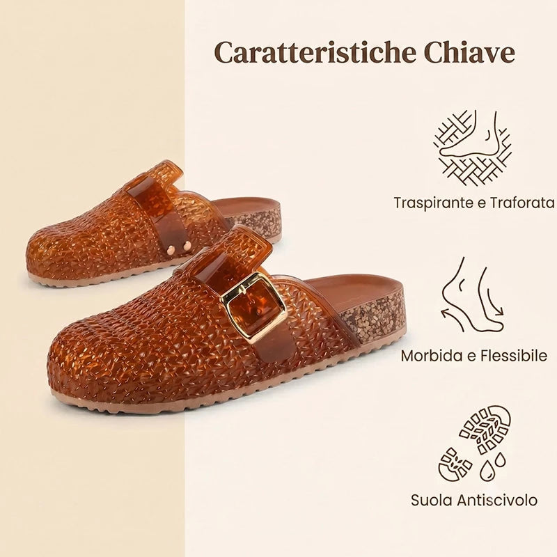 Lucia | Mules sandalo Jelly cristallo, traspiranti, comode e facili da indossare
