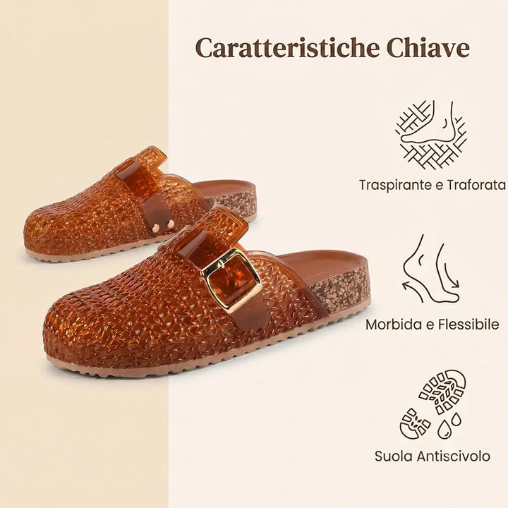 Lucia | Mules sandalo Jelly cristallo, traspiranti, comode e facili da indossare