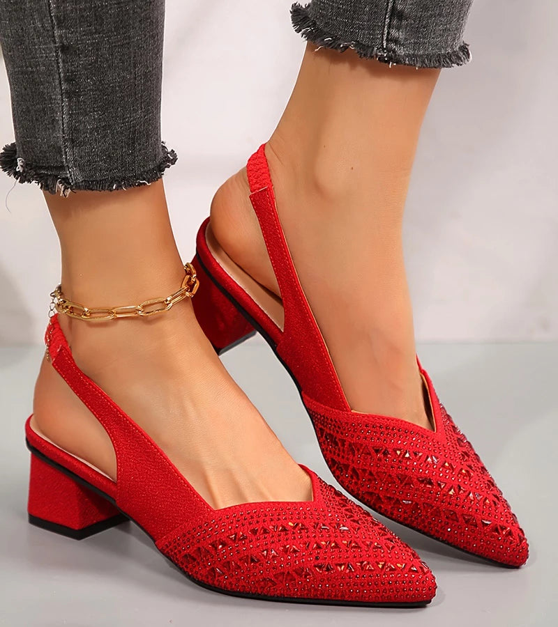 Bruna | Slingback Eleganti con Strass e Tacco Comodo
