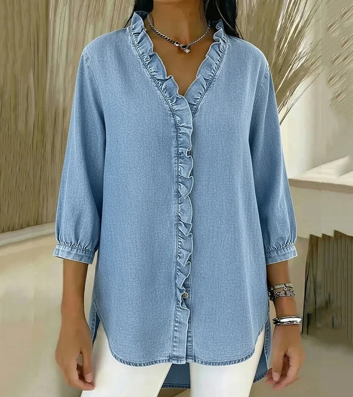 Adele | Blusa con scollo a V e volant